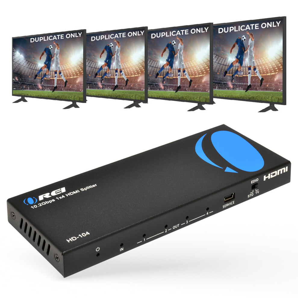 Orei 4K 1X4 Hdmi Splitter 1 Port To 4 Hdmi Display Duplicate/Mirror - Powered Splitter Ver 1.4 Certified For Full Hd 1080P High Resolution & 3D Suppo 49221657