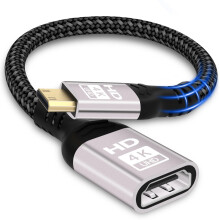 woednx Mini HDMI to HDMI Adapter,4K@60HZ 1080P HDMI to Mini HDMI Adapter Nylon Braided Supports Ethernet,UHD,3D,HDR,ARC,Mini HDMI Compatible with Nik