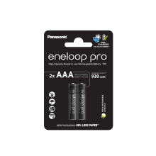 eneloop Pro, AAA/Micro, Rechargeable Battery, Pack of 2, Capacity of 930 mAh, Ready-to-Use Ni-MH Batteries, 500 Recharge Cycles, Plastic Free Packagi