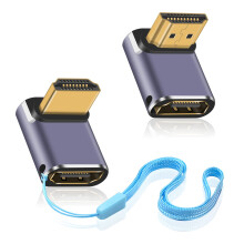 Duttek 8K HDMI 90 Degree Adapter (2 Pack), Up & Down Angle HDMI Male to Female Adapter, 48Gbps with LED Working Indicator for Laptop,DVD,TV, Monitors