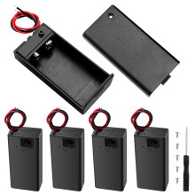 5 PCS 9V Battery Holder, KUOQIY Plastic 9 Volt Battery Case with Cover ON/Off Wire Lead, 9V Battery Storage Box for CCTV, Motor, Solenoid, LED Strip,