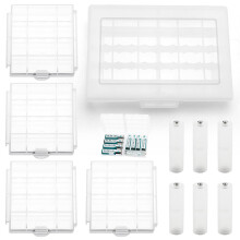 5 PCS AA/AAA Battery Storage Box Sets, KUOQIY Multifunctional Plastic Battery Case Holder, with 6 PCS AAA to AA Battery Adapter Converter, for Storin