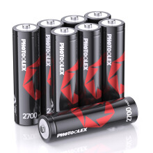 PHOTOOLEX Rechargeable AA Batteries (Pack of 8), NiMH 2700 mAh 1.2V High Capacity Longest Lasting Rechargeable Double A Battery with Storage Case