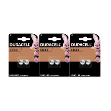 6X Duracell LR43 186 V12GA (3 Blister Packs of 2 Batteries) 6 Batteries
