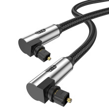 EMK 90 Degree Optical Cable 0.5M,360 Degree Swivel Adjustable Right Angled Optical Audio Cable Toslink Cable Fiber Optic Cord for Home Theater, Sound