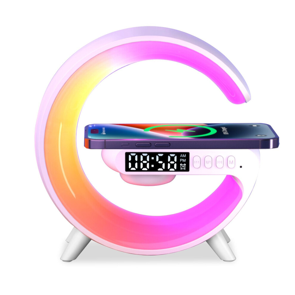 Les-Theresa G Wireless Charger Bluetooth Speaker Bedside Lamp Wireless Charger G Atmosphere Lamp With Alarm Clock Bluetooth Speaker Lamp Light 43278978
