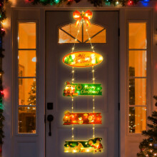Christmas Window Lights,Warm White LED Ladder Christmas Light IP65 Waterproof Hanging Christmas Tree Lights,8 Modes,Christmas Decorations for Wall Wi