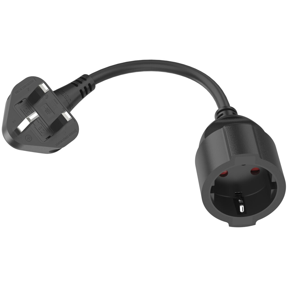 Hitrends Eu To Uk Plug Adapter | 10-Inch Short Cable | With 13A Fused | Converts Eu 2-Pin To Uk 3-Pin | 250V/13A, 3250W For Power Tools & Appliances 58097663