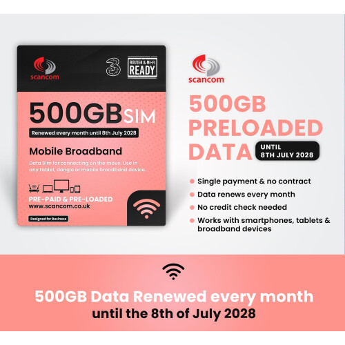 Three Home Router Sim Three 500GB Data SIM - Uncapped 5G - Preloaded MONTHLY Until July 2028 ...