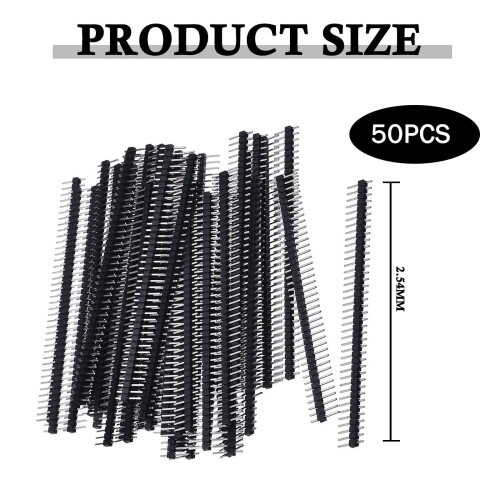 50Pcs Pin Headers, Single Row 2.54mm Breakaway PCB 1