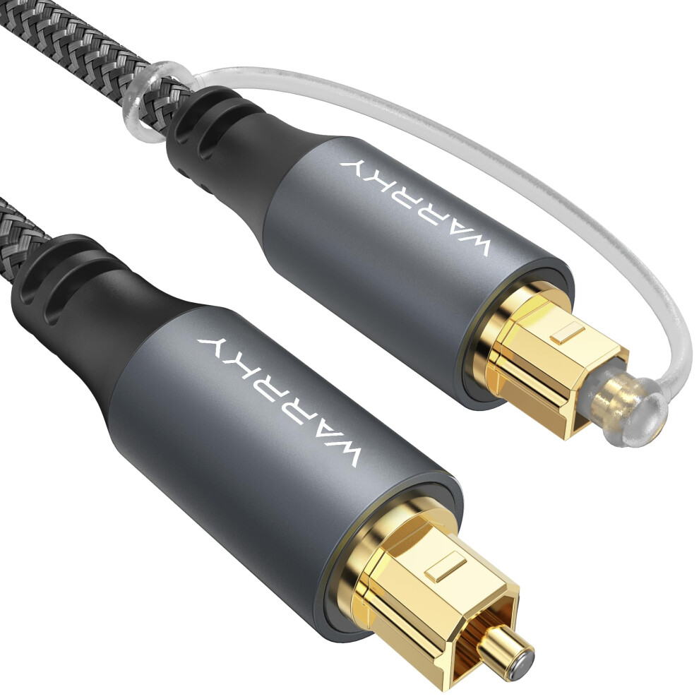 Warrky Optical Cable For Soundbar To Tv, Optical Cable, 1.8M / 6Ft [Alloy Case, Nylon Braided, 24K -Plated] Digital Optical Audio Cable Toslink, Gold 13644857