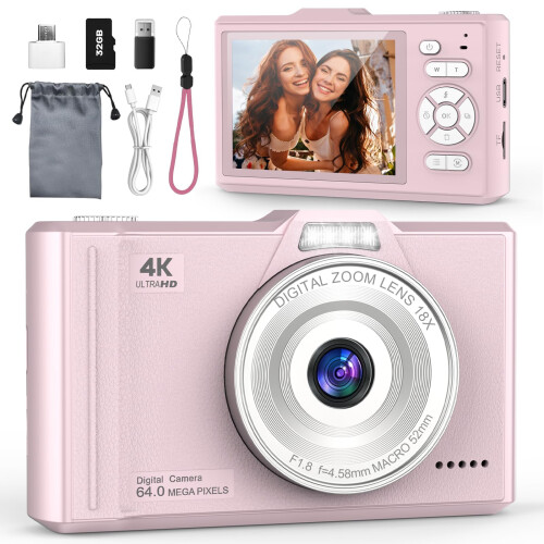 QIVORO Digital Camera 4K 64MP Compact Portable Pho