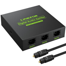 LiNKFOR Optical Audio Splitter 1x3 SPDIF Toslink Optical Splitter Aluminum Alloy 1 IN 3 OUT Support LPCM 2.0 DTS for Dolby-AC3 Compatible with PS3 DV