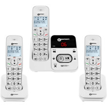 Geemarc Amplidect 295 Trio - Bundle of 3 Loud Cordless DECT Phones with Answering Machine and Big Buttons for the Elderly - Low to Medium Hearing Los