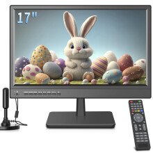 ZOSHING 17" 1080P Screen TV,Small TV with freeview Reception and aerial,AC/DC12V,HDMI USB and VGA Input Ports for Camper,Bedroom (NO with WIFI/Blueto