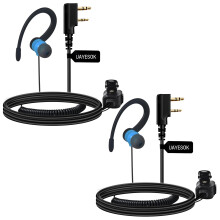 UAYESOK Walkie Talkie Earpiece, G-Shape Security Radio Earpiece 2 Pin Bodyguard Headset with PTT Microphone & Earbuds for Baofeng UV5R 888s UV-82 Ken