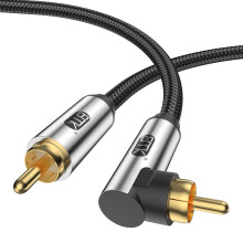 EMK 90 Degree Subwoofer Cable 3Metres,RCA Male to Male Digital Coaxial Audio Cable for Television, DVD Player, Gaming Console, Projector, Speaker