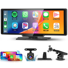 Wireless Carplay Android Auto Screen 10.26 Inch Portable Car Stereo, Hodozzy HD IPS Touch Screen Car Radio with SuperLink/OTA/Bluetooth/Voice Control