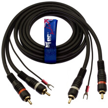 1STec 3m Vinyl Player Cable with Twin Red & White Moulded RCA Plugs Dedicated Earth Wire Shielded OFC Conductors stops Hum Humming Buzz Buzzing Feedb