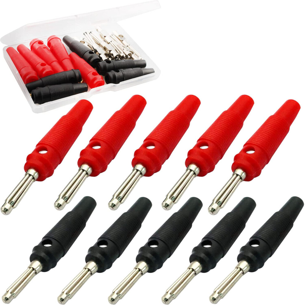 Runcci-Yun 4Mm Banana Plugs Solder Diy Banana Plug Male Connectors Adapters(5Red + 5 ) Black 96877951