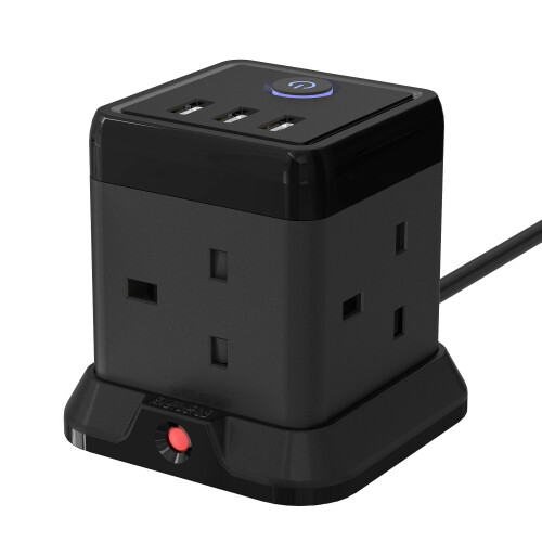 Cube Extension Lead with 3 USB Slots 13A 3250W Hul