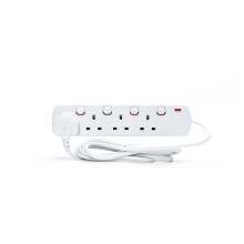 STATUS Multi Plug Extension, 4 Socket Extension Cable, 2m Extension Lead, Individually Switched with Neon Indicator, White, S4WSS2M1PKB12
