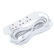 STATUS 4 Socket Extension Lead, 10m Cable 13A Power Strip for Home, Office or School, White (4WS10MCP10)