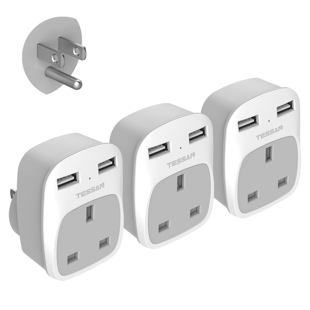 Tessan Uk To Us Plug Adapter 3 Pack, American Plug 80144281