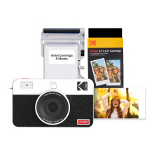 Kodak Mini Shot 2 Retro 4PASS Instant Camera and Portable Photo Printer 2-in-1, 5.38.6 Centimeters Instant Prints, 38 Sheet Bundle, White