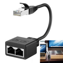 RJ45 Ethernet Splitter 1 to 2, 1 Male to 2 Female Ethernet Cable Splitter Adapter, RJ45 Network Transfer Adapter, 1 Male to 2 Female LAN Connector fo