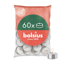 Bolsius D-Light Tea Lights - Pack of 60 - in Bag - Length Burning Time 6 Hours - Decorative Household Candles - White - Contains Natural Plant Wax -