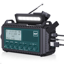 ROCAM Wind Up Solar Radio, DAB/FM Radio with 5000mAh Rechargeable Power Bank, Solar Panel/USB/Hand Crank Charger, Battery Radio Portable, SOS Alarm &