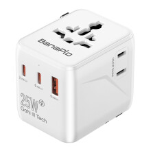 Universal Travel Adapter Worldwide, 25W All-in-One Travel Plug Adapter with 2 USB-C PD and 1 USB-A QC3.0, Dual 10A Fuses, All In One International Po