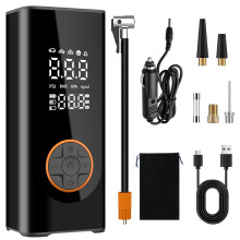 Semflagree Portable Air Compressor Car Tyre Pump, 6000mAh corded/cordless Dual power supply 150PSI Tyre Inflator Cordless Digital Dual Values Display