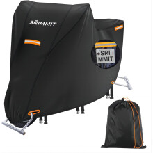 Motorcycle Cover Heavy Duty, 420D Universal Motorbike Covers, Sun,Waterproof Outdoor Protection,with License Plate Window, 4 Reflective Strips, Lock-