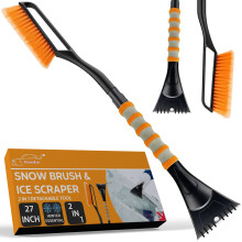 Xtremeauto Ice Scraper Snow Brush - 2 in 1 Car Windscreen Window Long Scraper Brush Car Ice Scraper For Windscreen, Foam Grip Car Window Scraper With