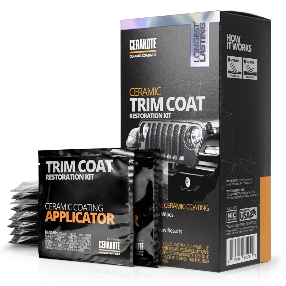Cerakote Ceramic Trim Coat Kit - Quick Plastic Trim Restorer - Guaranteed Restoration To Last Over 200 Washes Â A Ceramic Coating, Not A Dressing 41061497