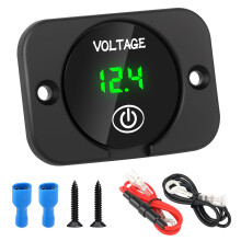 Battery Voltage Gauge DC 12V 24V Volt Meter Digital LED Voltmeter Waterproof Voltmeter with Battery Monitor, Touch Display for Cars, Boats, Motorcycl