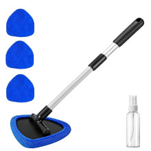 Icetop Car Cleaning Kit, Car Windscreen Cleaner with Retractable Handle and 4 Reusable Microfiber Cleaning Pads for Auto Window Home Cleaning
