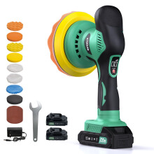 Car Polisher, ETOOLAB Car Polishers and Buffers, 22 pcs Kit, 8 Variable Speeds, Cordless Polishing Machine, 2 * 2.0Ah 21V Batteries, for Car Polishin