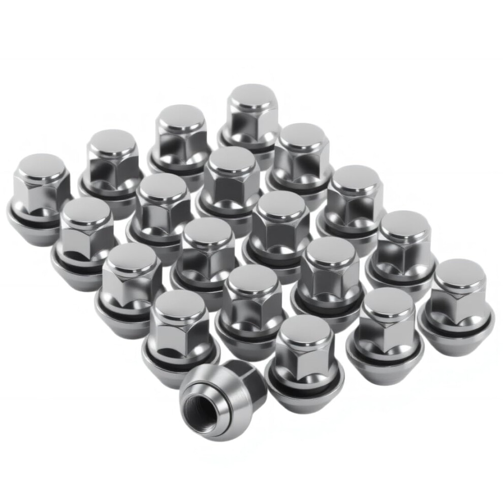 Chnewgt M12x1.5 Lug Nuts Chrome M12-1.50 Acorn 12X1.5 Taper Washer 19Mm Hex Set Of 20 For Ford Alloy Wheels Fit With Ford Escort Fiesta Focus Fusion Kuga