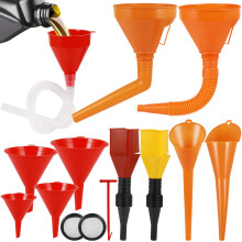 Sinofort 11 Pcs Universal Funnel Set, Plastic Oil Funnel, Flexible Right Angle Funnels with Detachable Spout and Filter, Snap-funnel for Water, Gasol