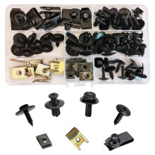 64 Pcs Car Screws And Nut Clip Kit Metal U-Type Fastener Clip Auto Body Fender Screws Car Panel Clips & Plastic Screws Kit Car Body Undertray Fender