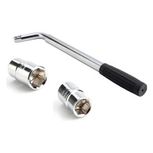 JF HOME BLISS Telescopic Wheel Wrench for Car Van Truck Tyre Nut Wrench with 17/19mm & 21/23mm Sockets Heavy-Duty Chrome Vanadium Steel Emergency Bre