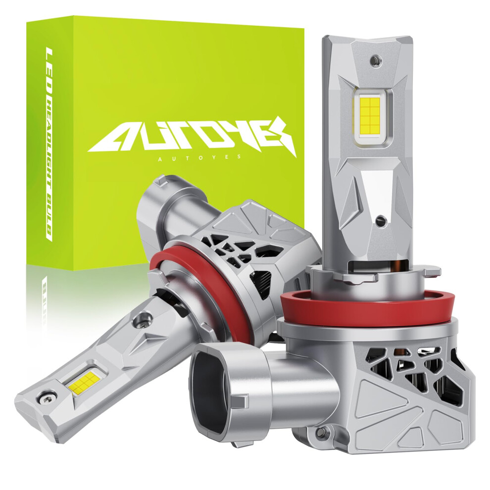 Autoyes 2025 H11 Led Headlight Bulb, 880% Brighter H11 Headlight Bulb, Wireless 1:1 Size 6500K H11 Led Bulb, 99% Canbus Ready Plug And Play Led White 86990493