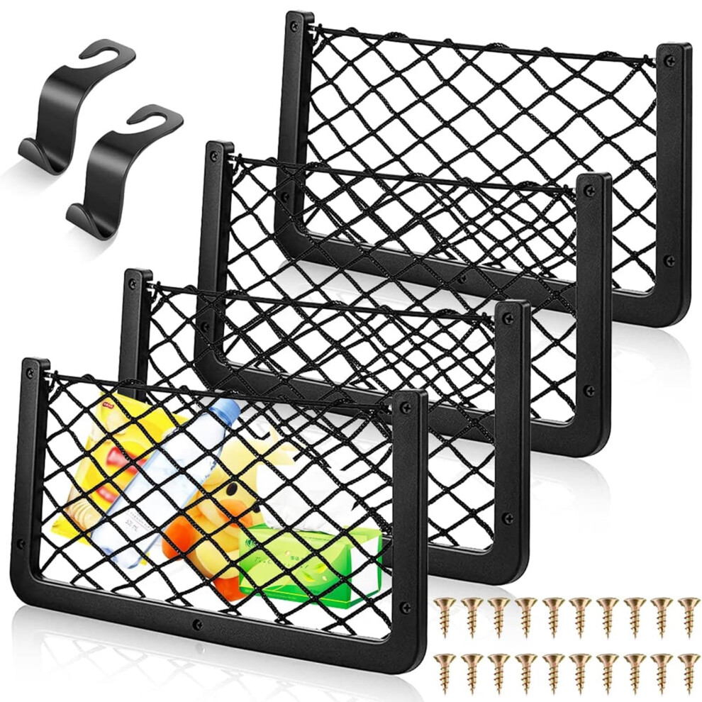 Storage Nets For Campervans, 4Pcs Cargo Net Car Storage Net Campervan Van Storage Solutions With Plastic Frame Elastic Mesh Bag Organizer Pocket (36 81071074