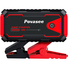 Povasee 3000A Jump Starter Power Pack, Car Battery Booster Jump Starter for 12V Vehicle (Up to 10L Gas/8L Diesel), Car Starter Power Bank with LED, 2