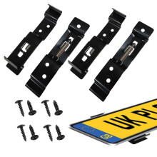 4 Pack Number Plate Holder Black, Stainless Steel Number Plate Clips, Frameless License Plate Holder For UK Number Plates, Universal Reg Plate Holder