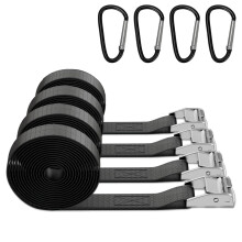 4 Pack Tie Down Straps, Heavy Duty Tensioning Belts, Adjustable Cargo Straps Ratchet Straps for Motorcycle, Cargo, Trucks, Trailer, Luggage, 250kg Lo