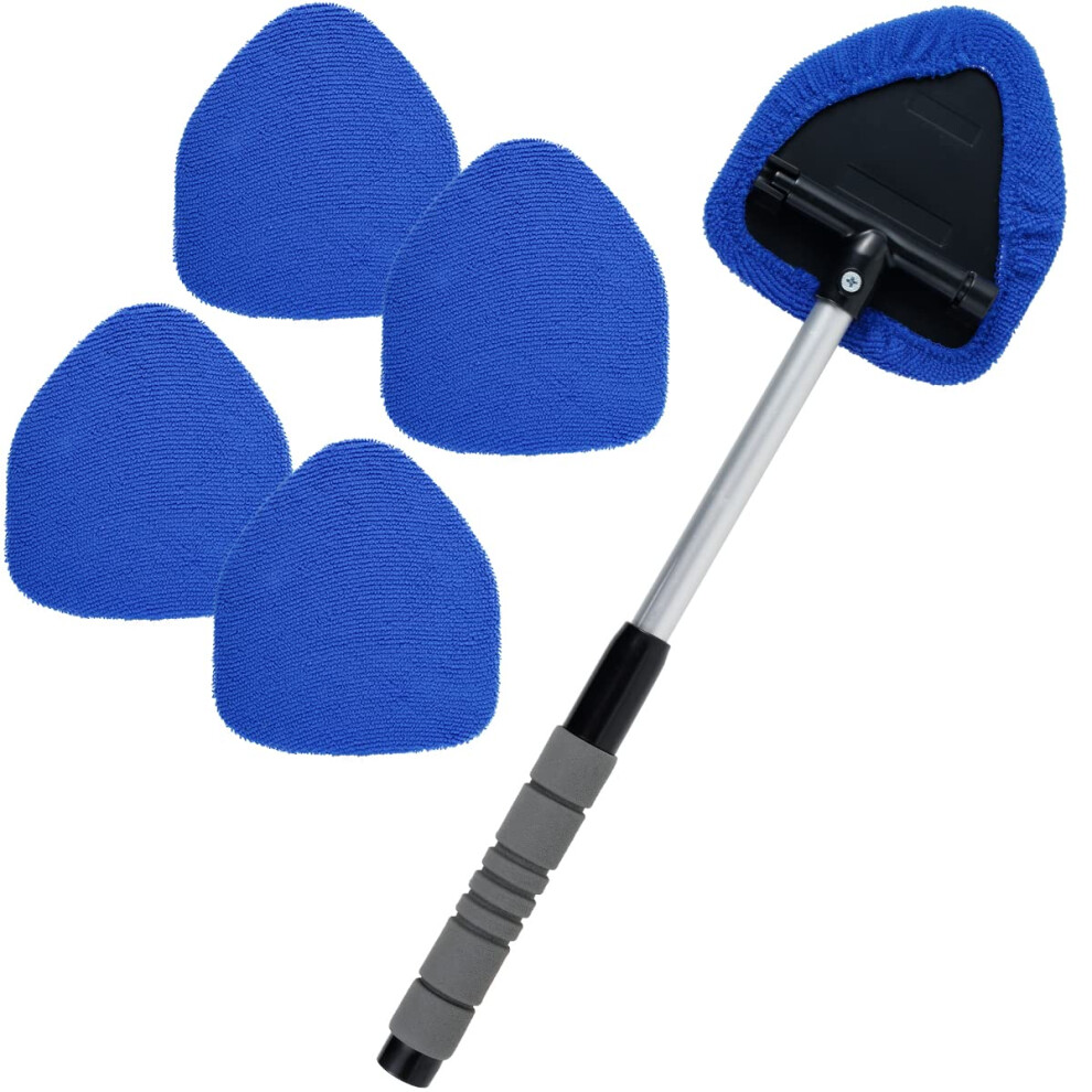 18.5Inch Car Windscreen Cleaner Brush, Extendable Windscreen Demister Tool With 5 Reusable And Washable Pads 180 Rotating Head Telescopic Anti-Fog A 69909443
